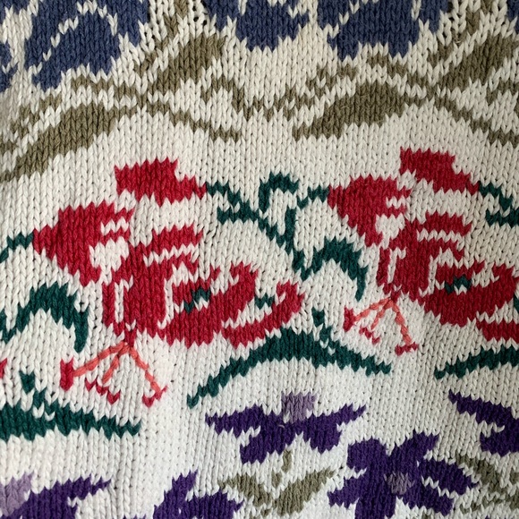 Vintage LL Bean floral print cotton ramie sweater - Picture 4 of 5
